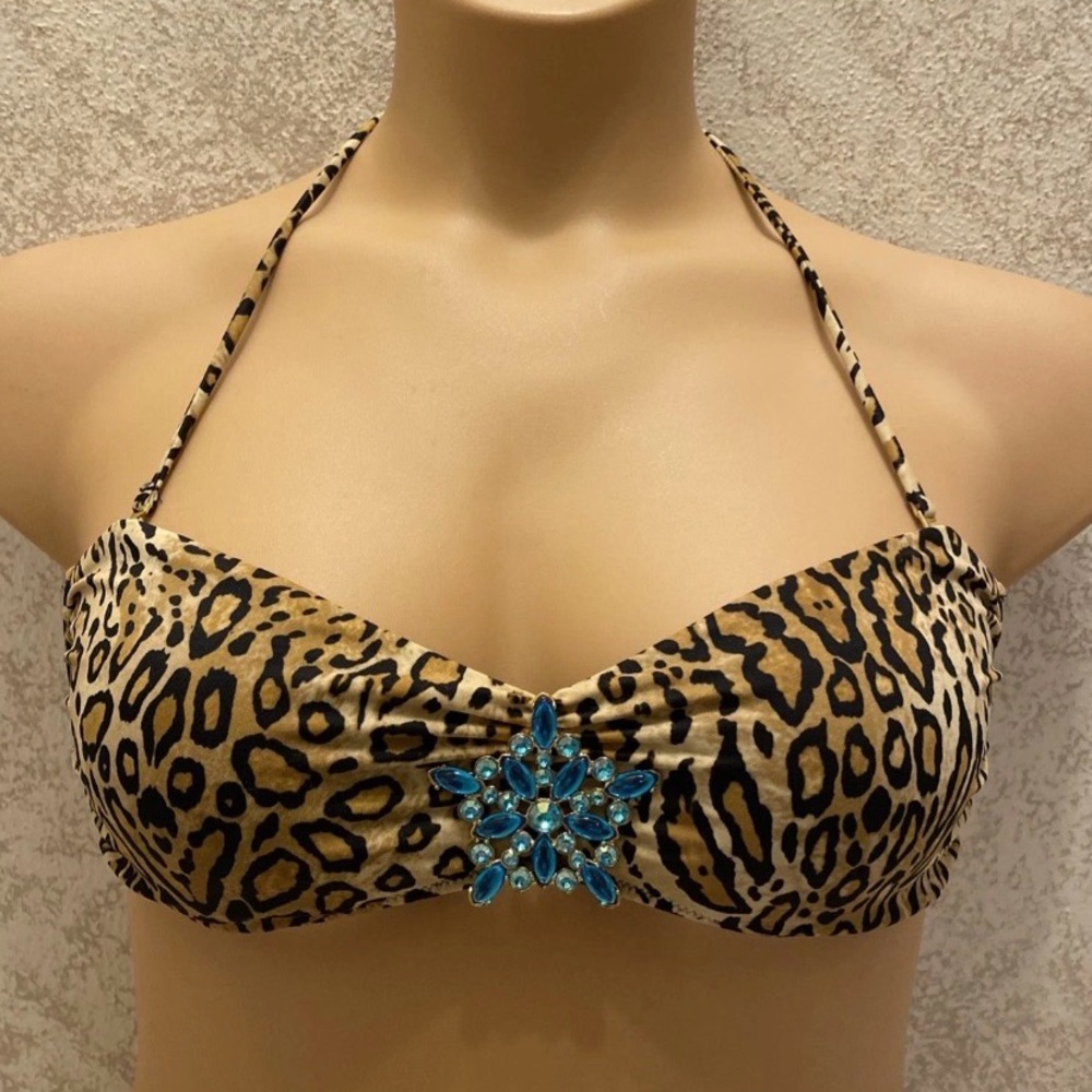 Victoria's Secret Leopard Print Bikini with Blue Rhinestones Star Accent